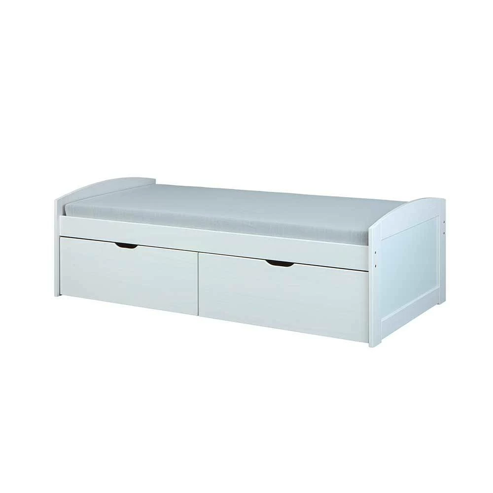 Weißes Bettgestell Mit Zwei Großen Schubladen - Kumaria