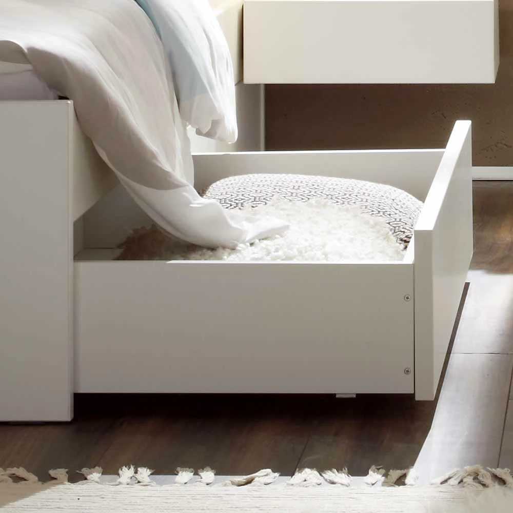 Weißes Einzelbett Haniata Aus Buche Massivholz – Bild 2