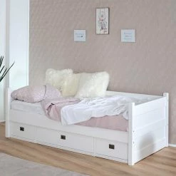 Weißes Kojenbett 90x200 Mit 3 Schubladen - Eicando