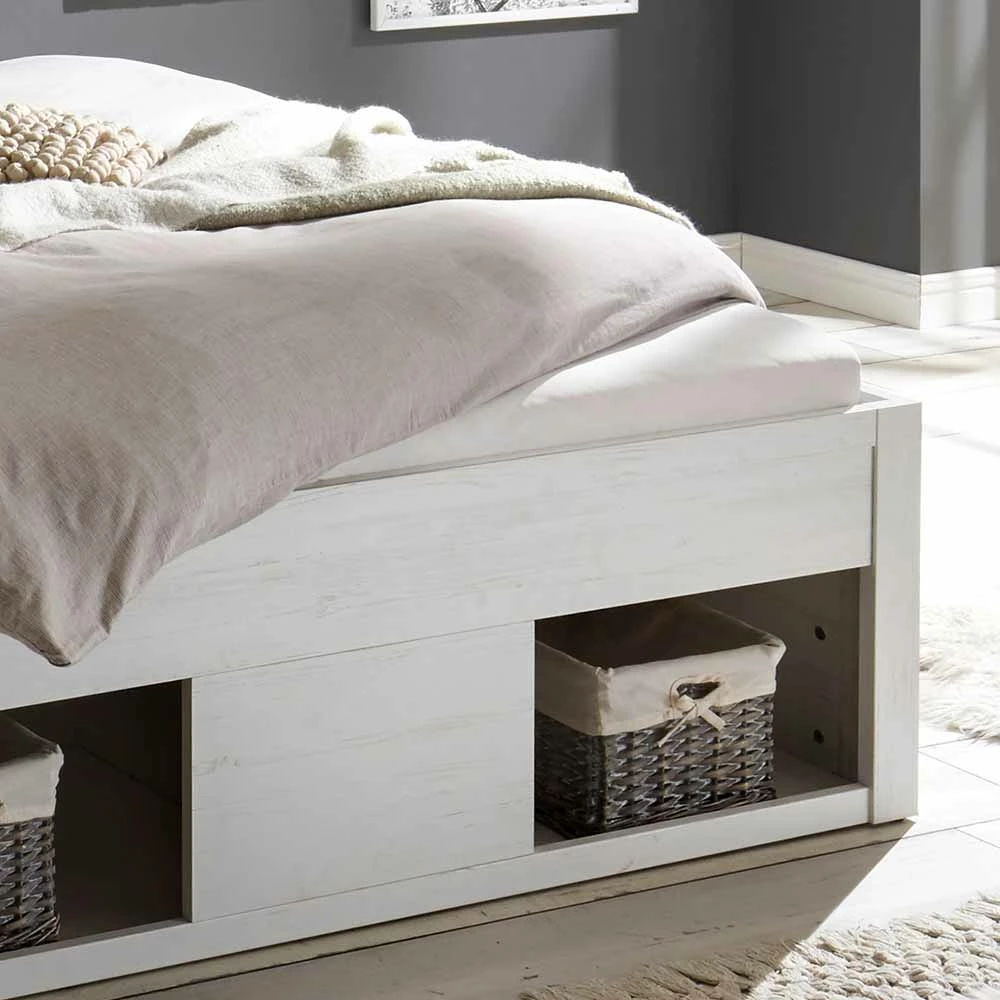 Weißes Landhaus Funktionsbett Chelles Mit Zwei Bettschubladen – Bild 4