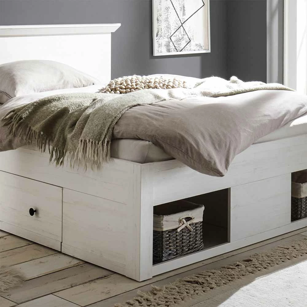 Weißes Landhaus Funktionsbett Chelles Mit Zwei Bettschubladen – Bild 5