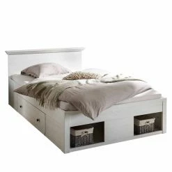 Weißes Landhaus Funktionsbett Chelles Mit Zwei Bettschubladen