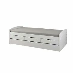 Weißes Schubkastenbett Mit Ausziehbett - Becrux