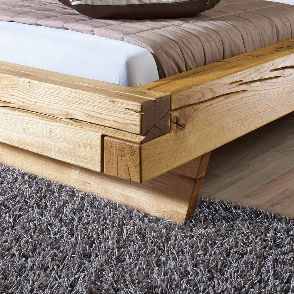 Wildeiche Balkenbett Mit Baumkanten Kopfteil - Satton I â Bild 5