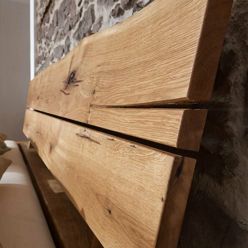 Wildeiche Balkenbett Mit Baumkanten Kopfteil - Satton I â Bild 6