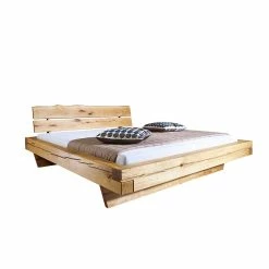 Wildeiche Balkenbett Mit Baumkanten Kopfteil - Satton I