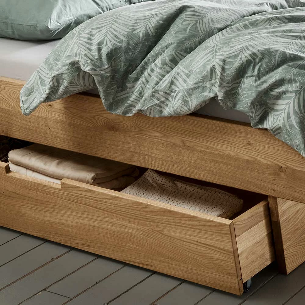 Wildeiche Holzbett Mit Stauraum - Zennian – Bild 4